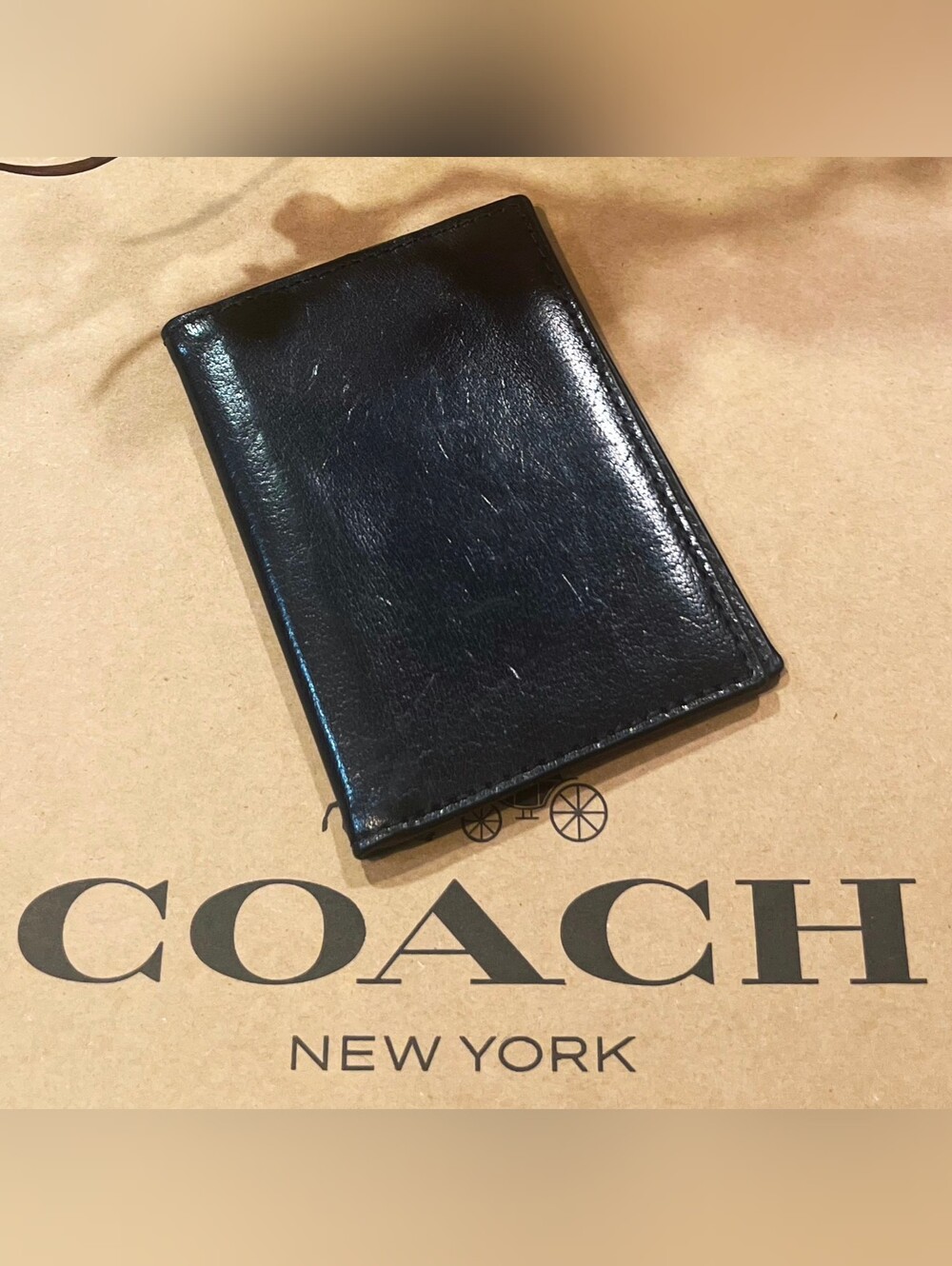 Coach Men's Black Leather Slim Card Holder